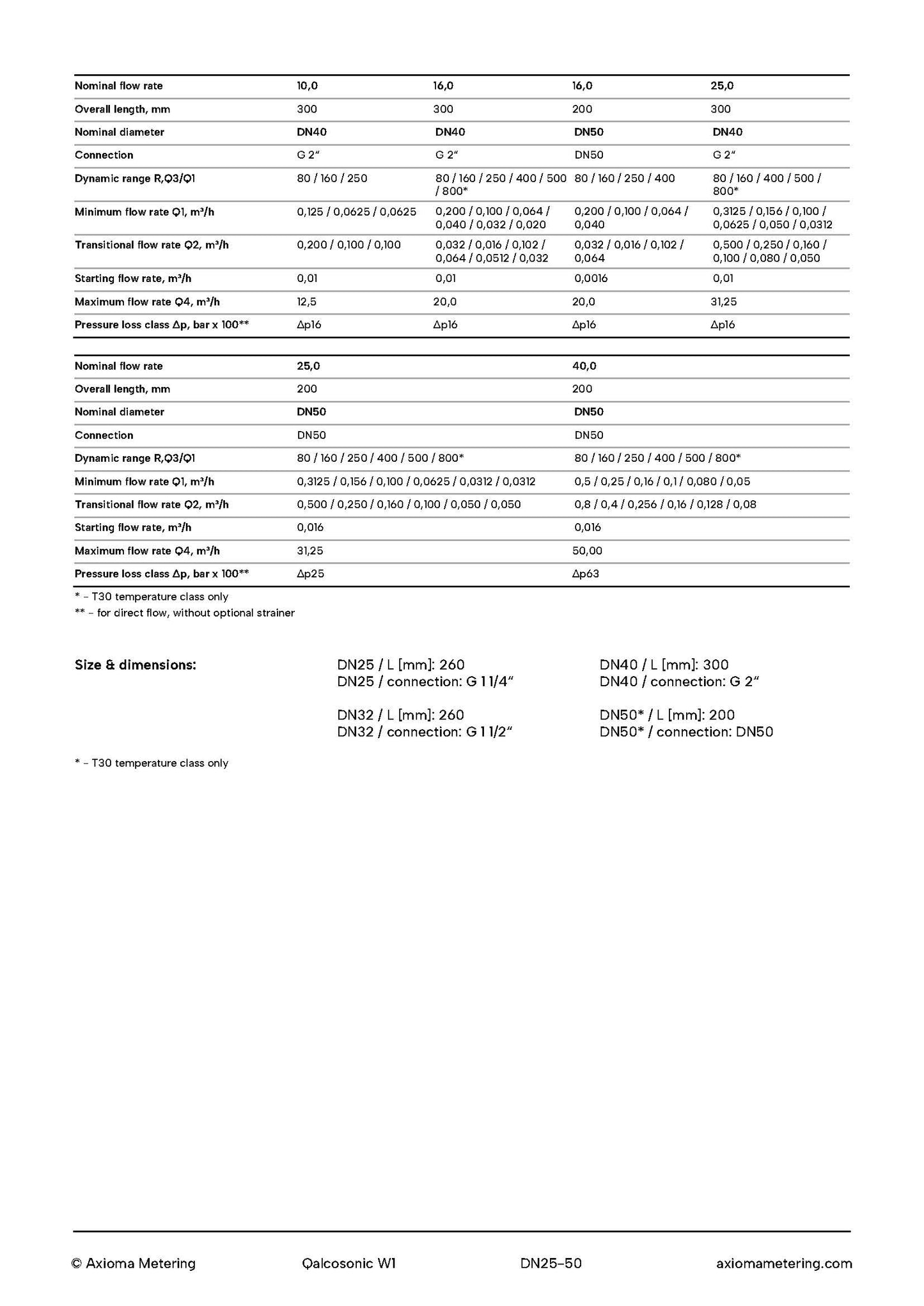 Axioma Ultrasonic Hot Water Meter 50mm